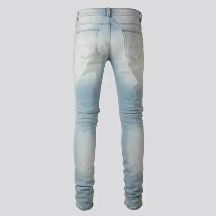 Pink-patch men's skinny jeans