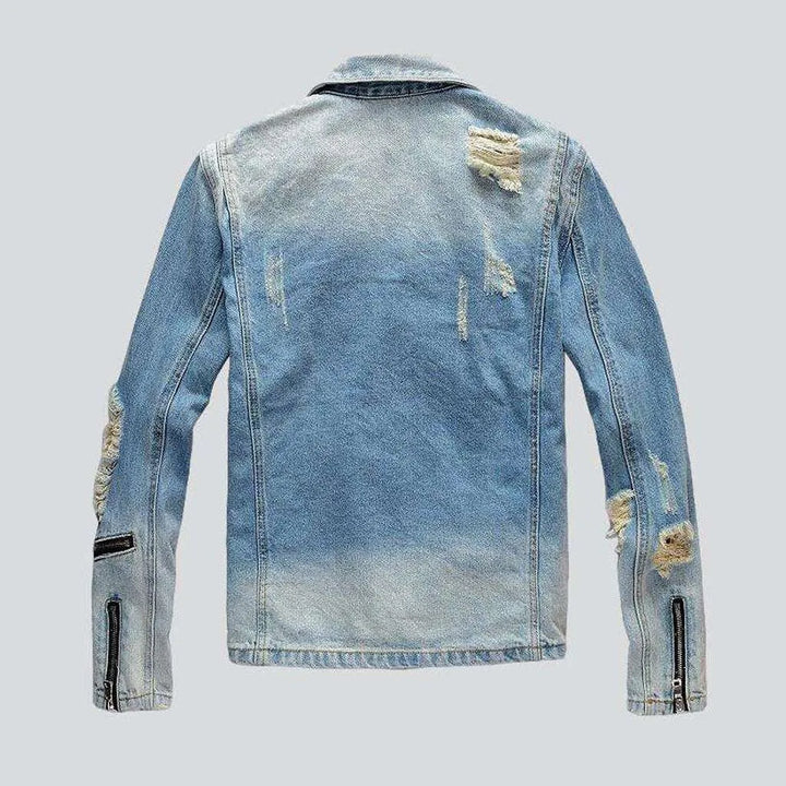 Contrast blue biker denim jacket