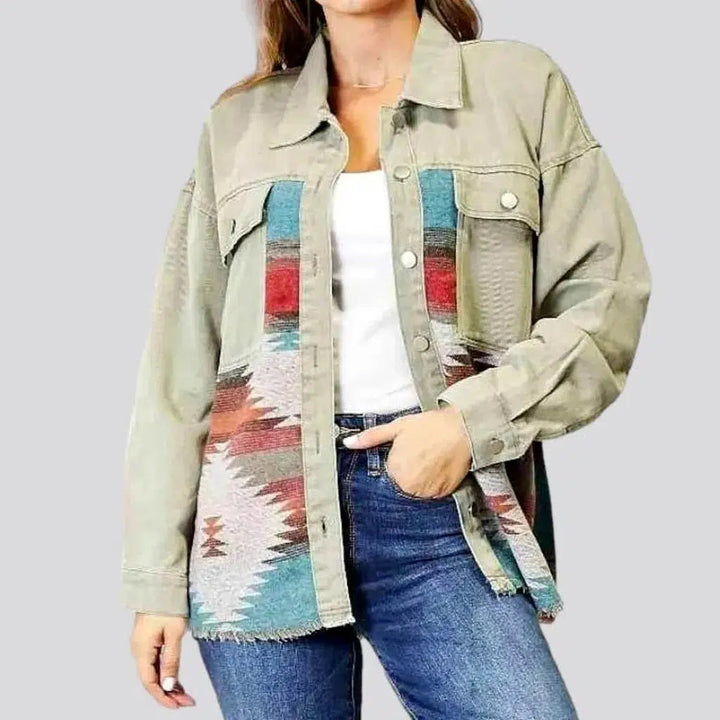 Color patchwork denim jacket for ladies | Jeans4you.shop