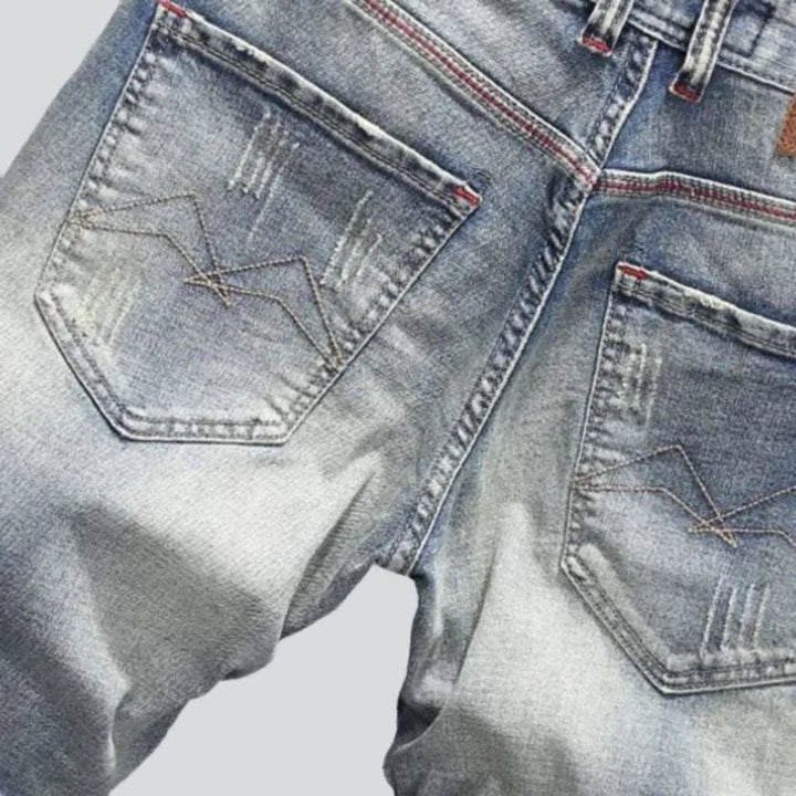 Retro elastic ripped denim shorts