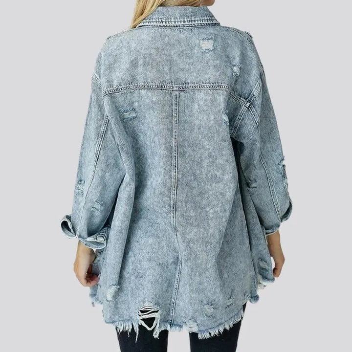 Grunge long women's denim shirt